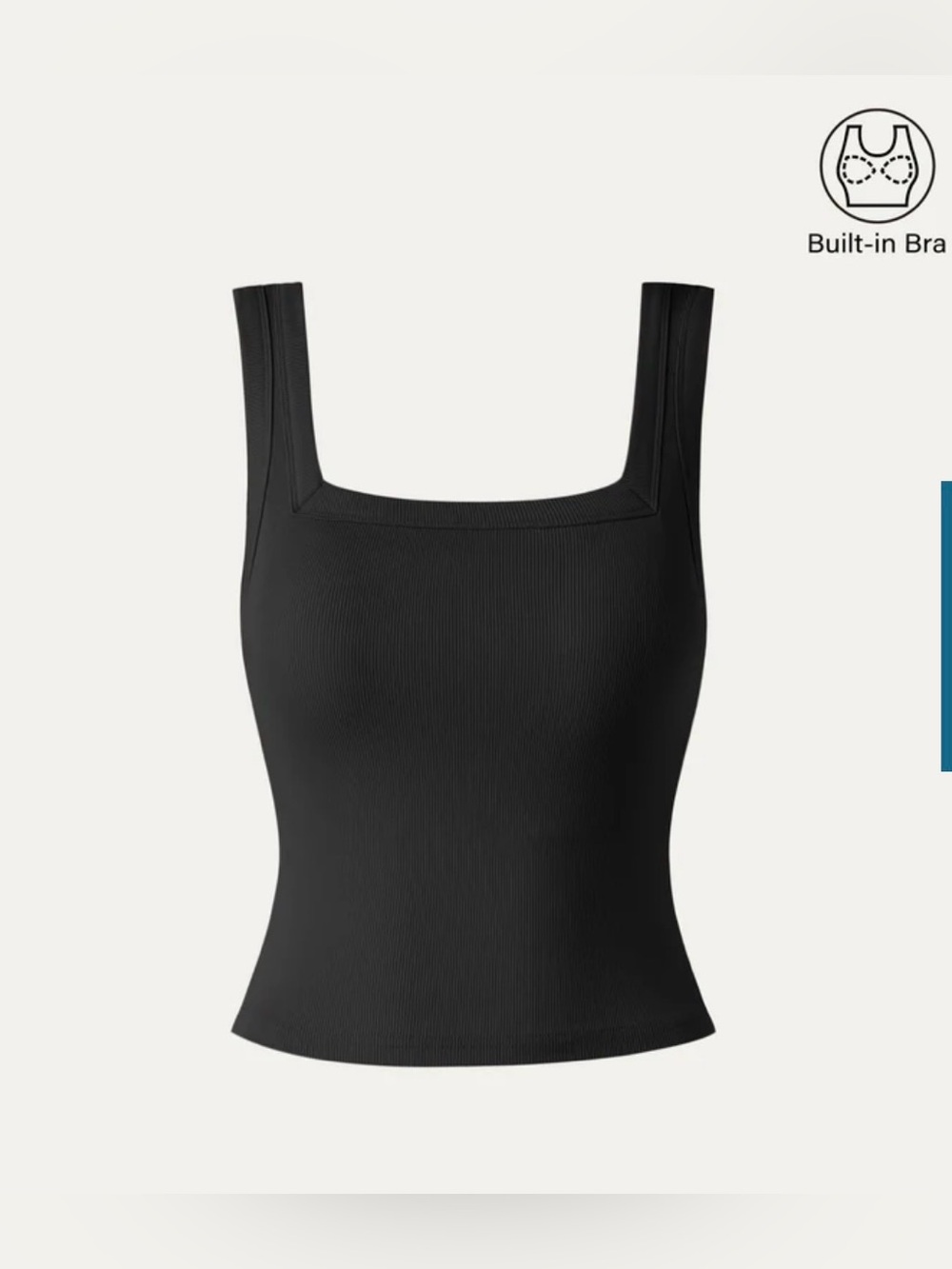 OGL Slinky Square Open-Back Bra Tank Top, Black, L
